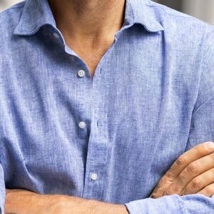 Men's Blue Linen Shirt